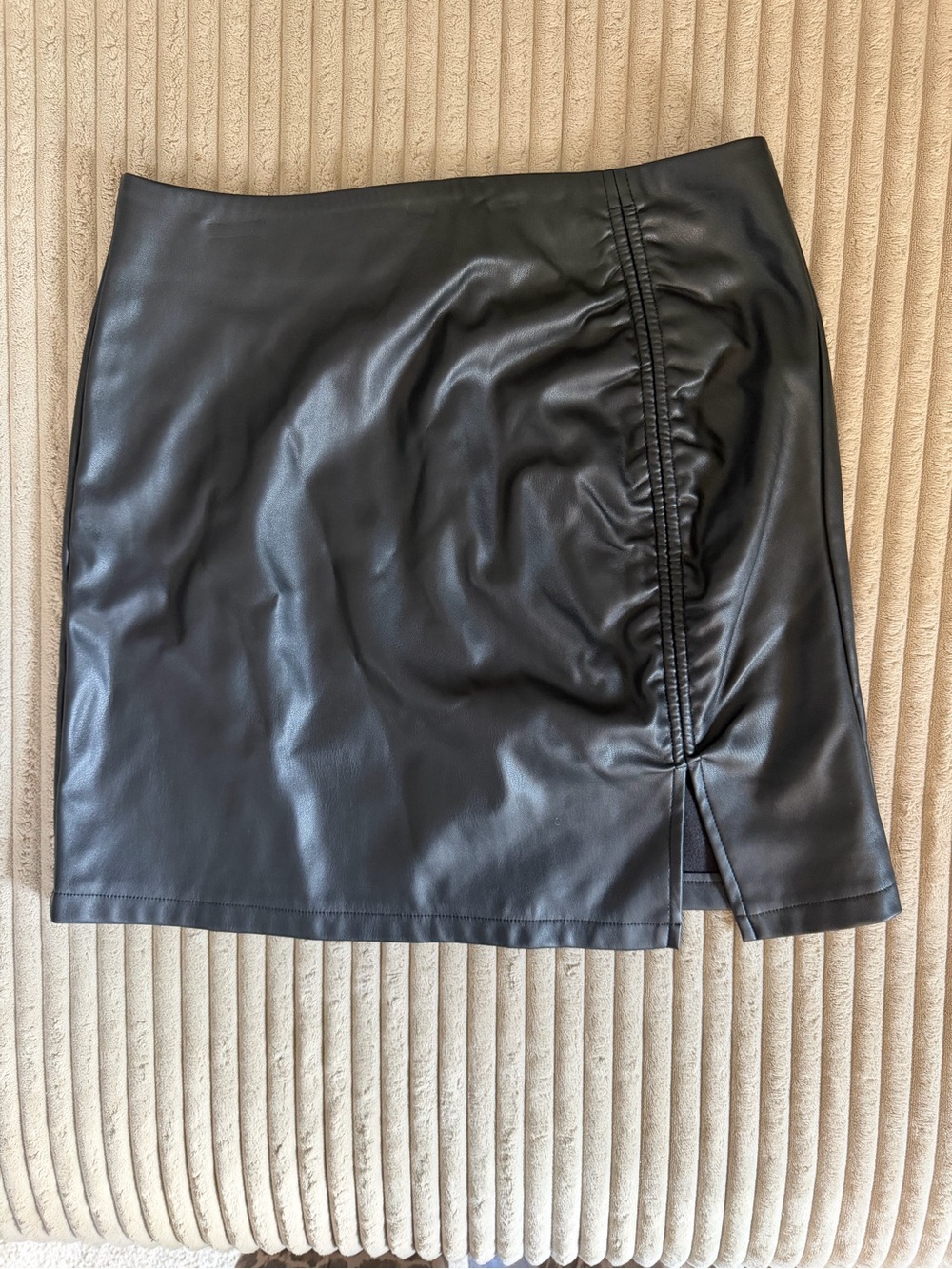 Top Shop Ruched Faux Leather Mini Skirt